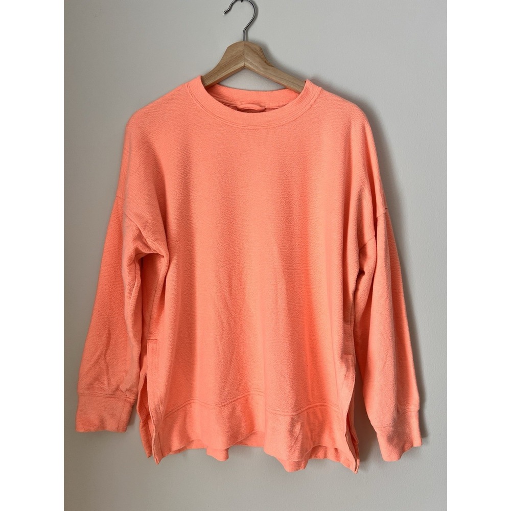 Aerie Crewneck Textured Sweatshirt Coral Peach Pullover Top Women's S‎